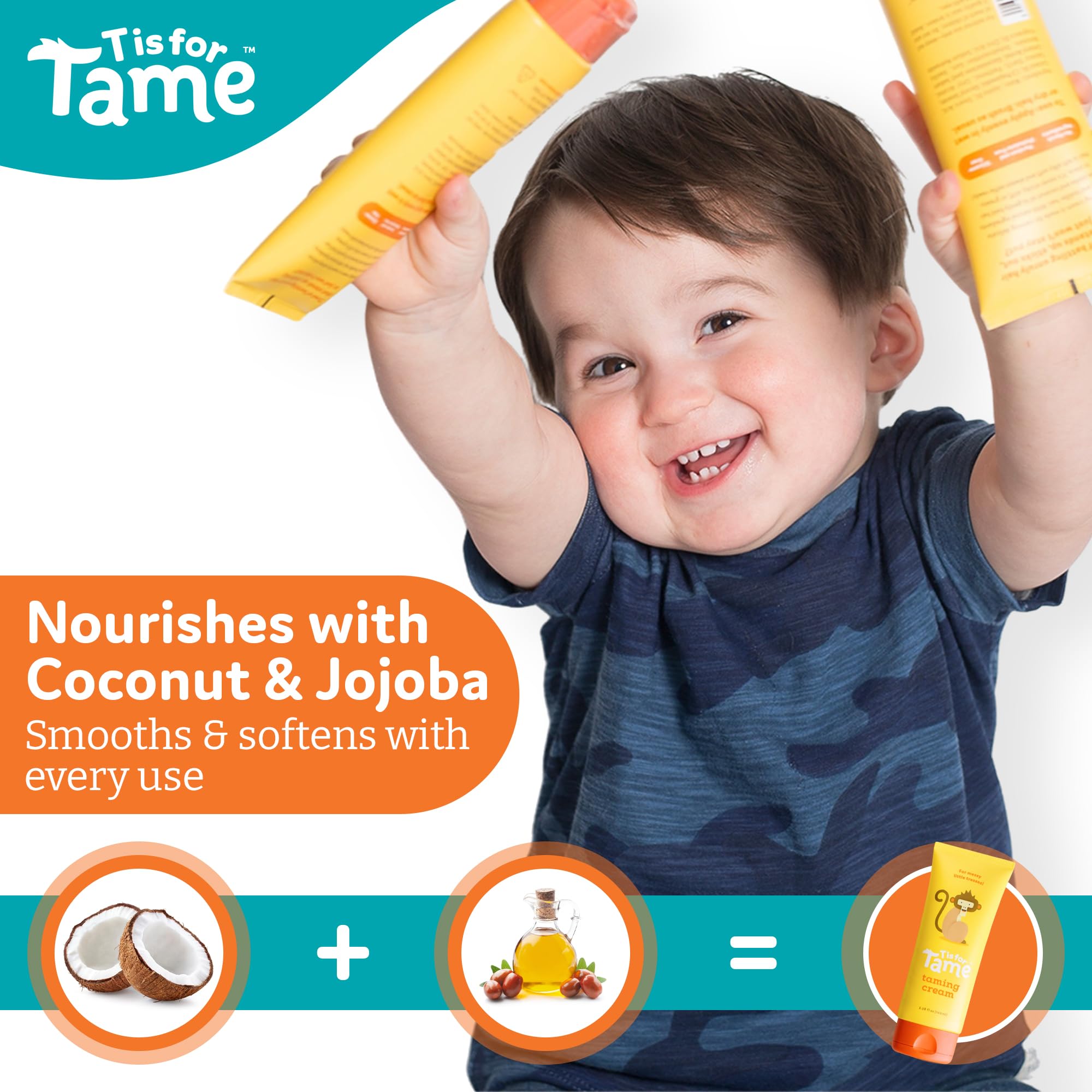 T is for Tame 3.38 fl oz size comparison showing travel-friendly bottle