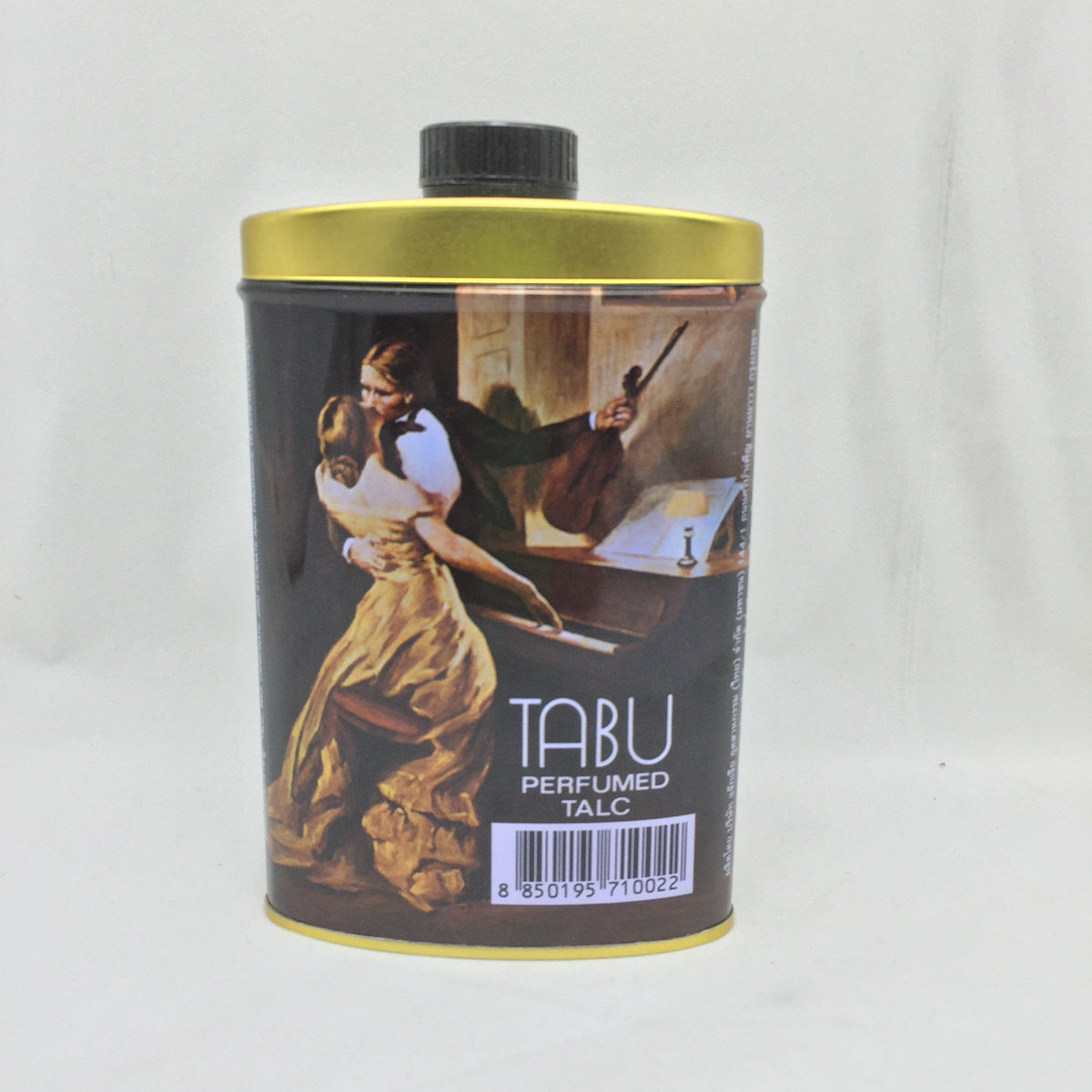 TABU PERFUMED TALC front pouch showing label and fresh finish