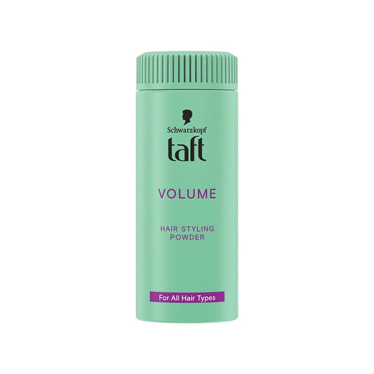 TAFT front packaging of true volume powder showing compact 10 g size and portability benefit