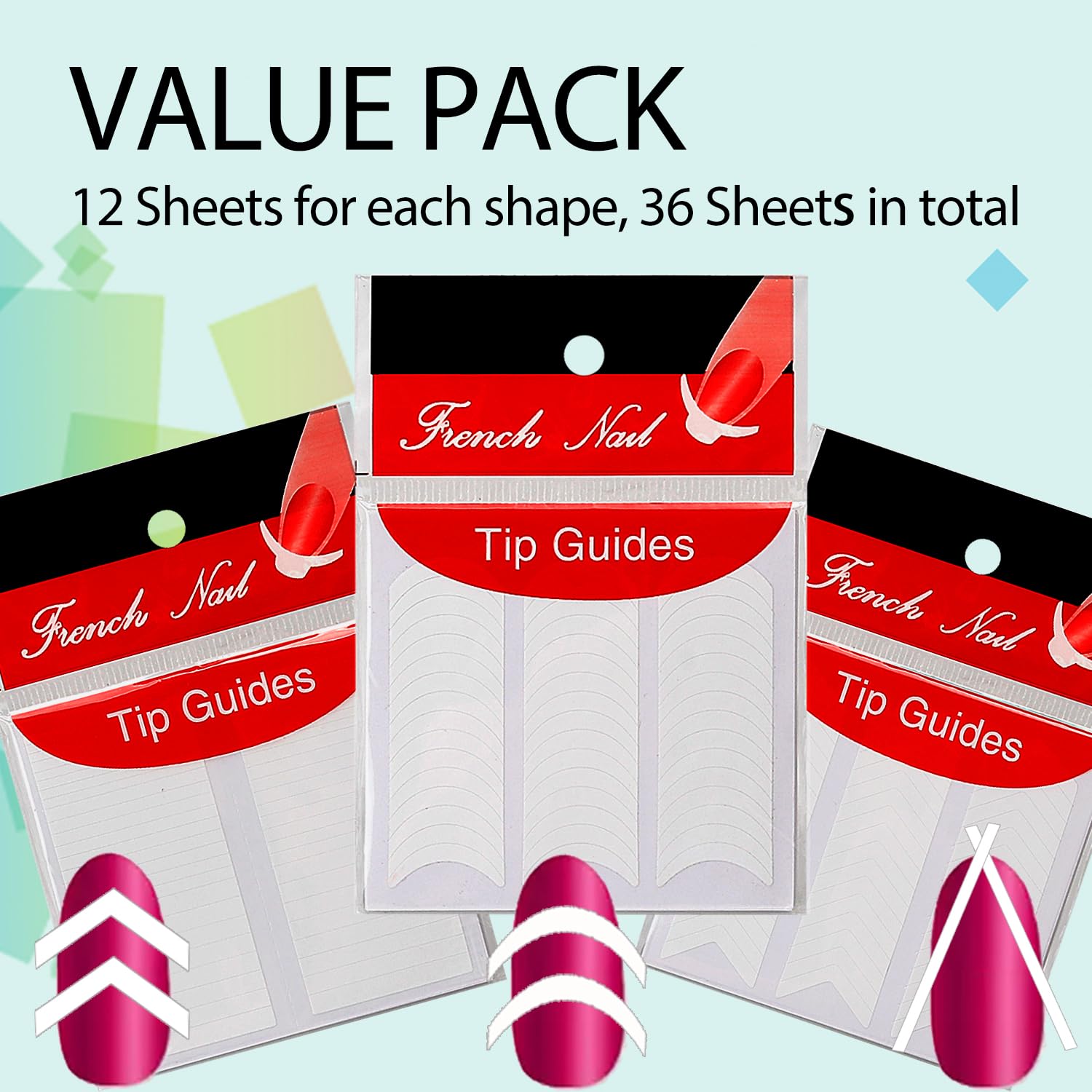 TailaiMei three tip-shape sheets displayed for versatile manicure options