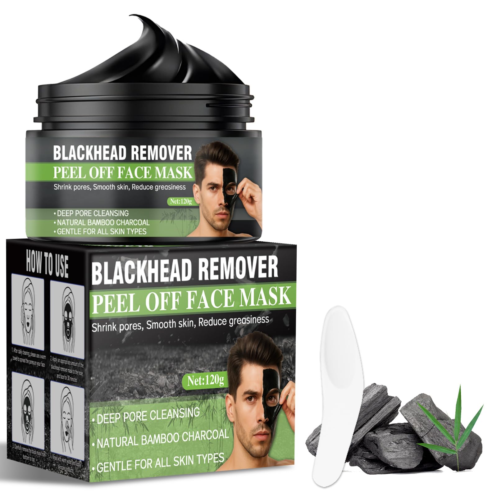 Tailgenci jar front view showing label and charcoal mask benefit
