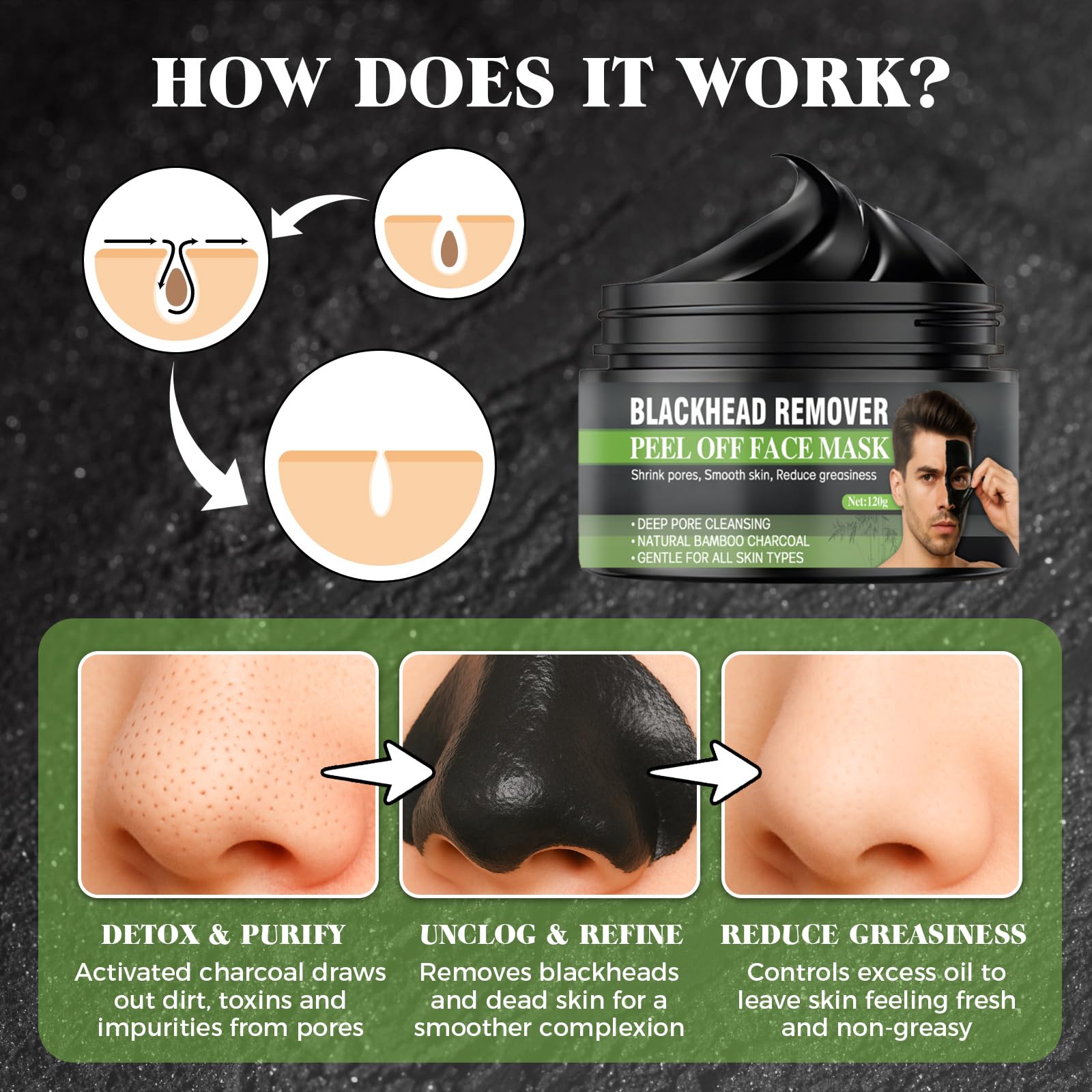 Tailgenci mask applied on nose showing targeted blackhead removal