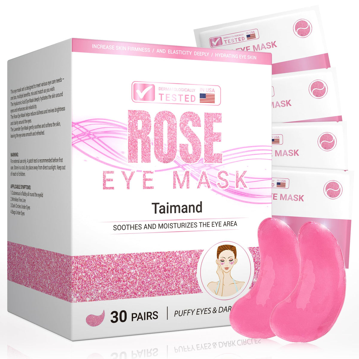 taimand rose front packaging showing 30 pairs and benefits