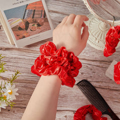 Taiyin scrunchie worn in a ponytail demonstrating comfortable all-day wear