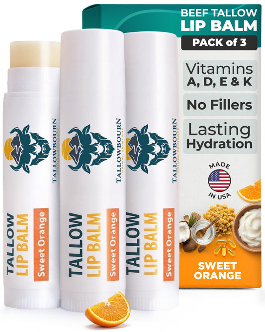 Tallowbourn front packaging showing three tubes and clean design, convenient for travel