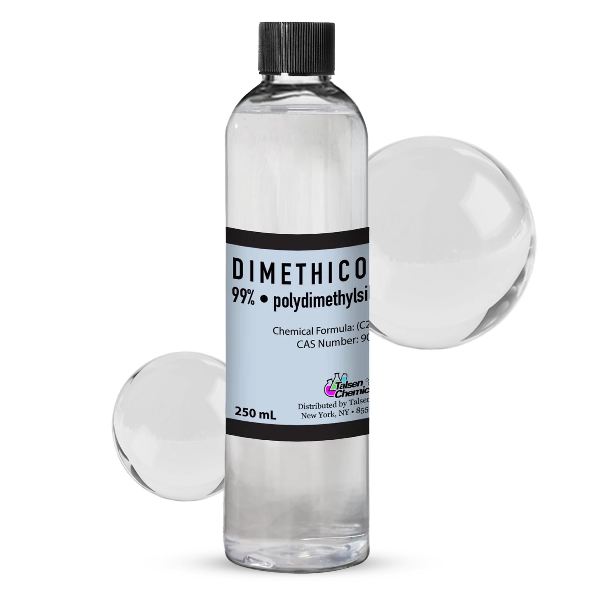 Talsen Chemicals dimethicone drop on skin illustrating silky feel benefit