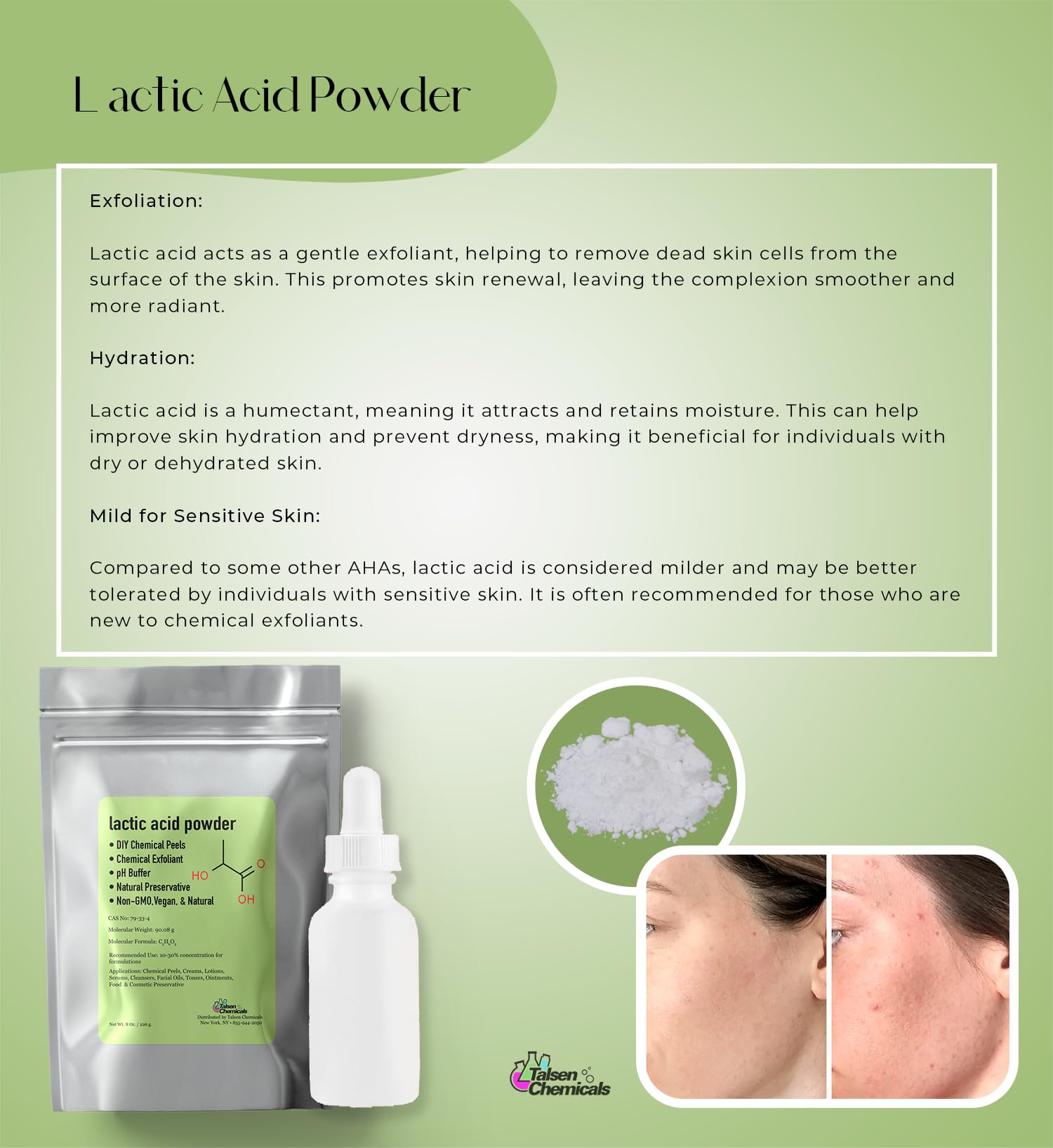 Talsen Chemicals powder pictured among skincare items showing routine-enhancing benefit