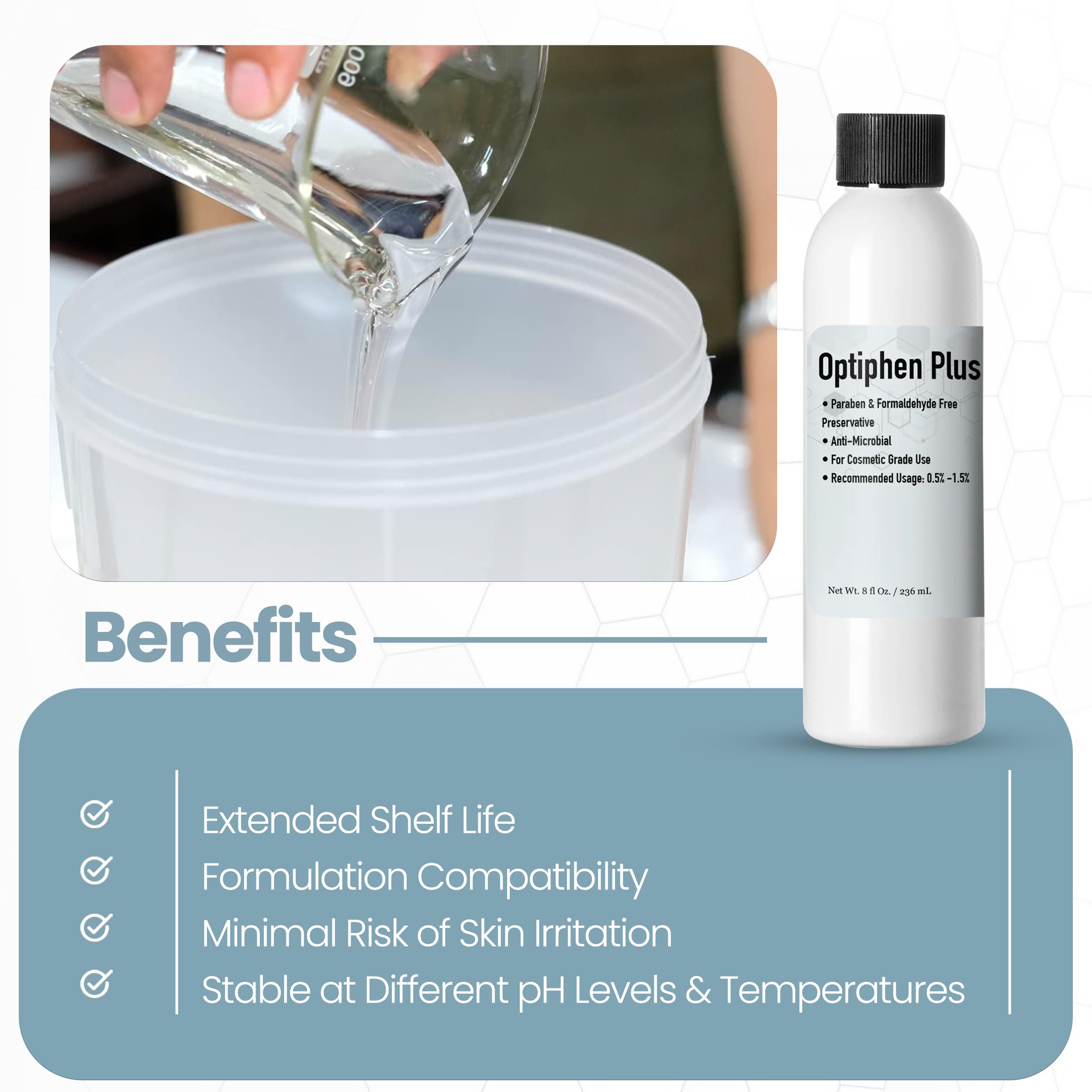 Talsen Optiphen Plus measured with pipette illustrating easy mixing benefit