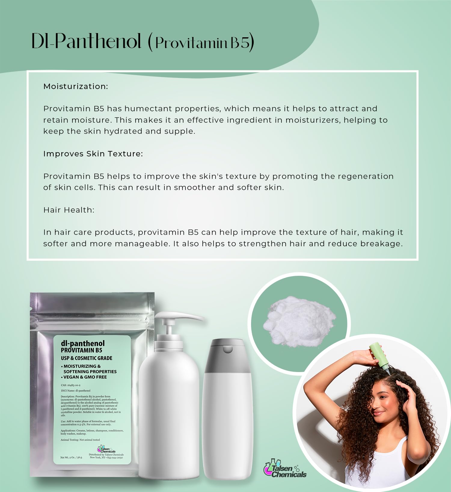 Talsen Chemicals powder dissolving in water demonstrating clarity and easy mixing benefit