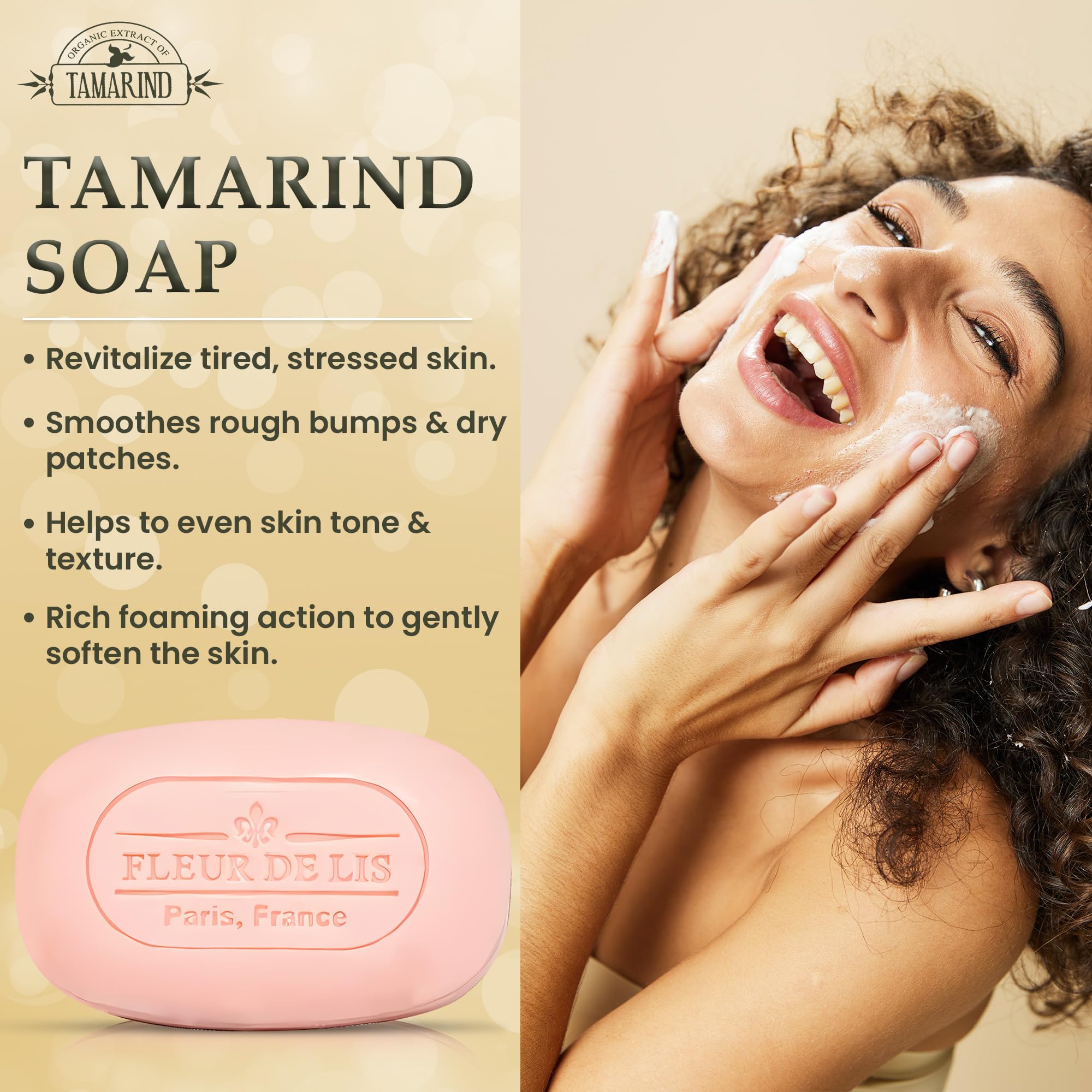 Tamarind soap nectar ingredient label with organic complex benefit