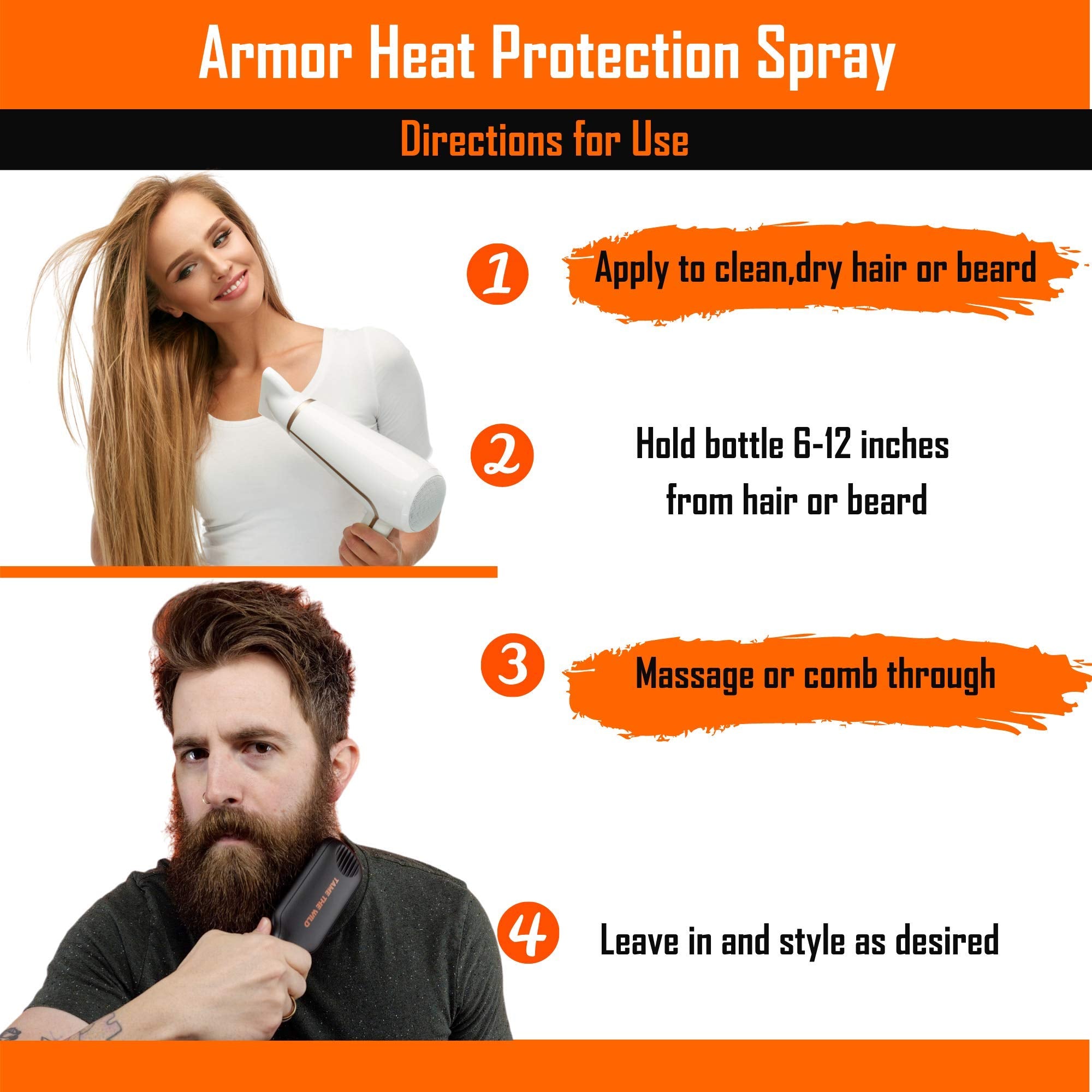 TAME THE WILD mist spraying from bottle demonstrating even heat protection