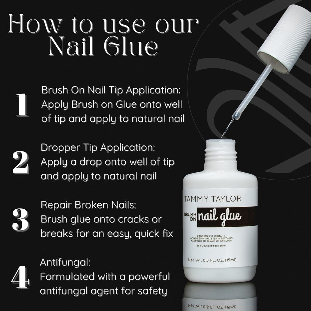 Tammy Taylor glue in use applying press-on nails with neat results