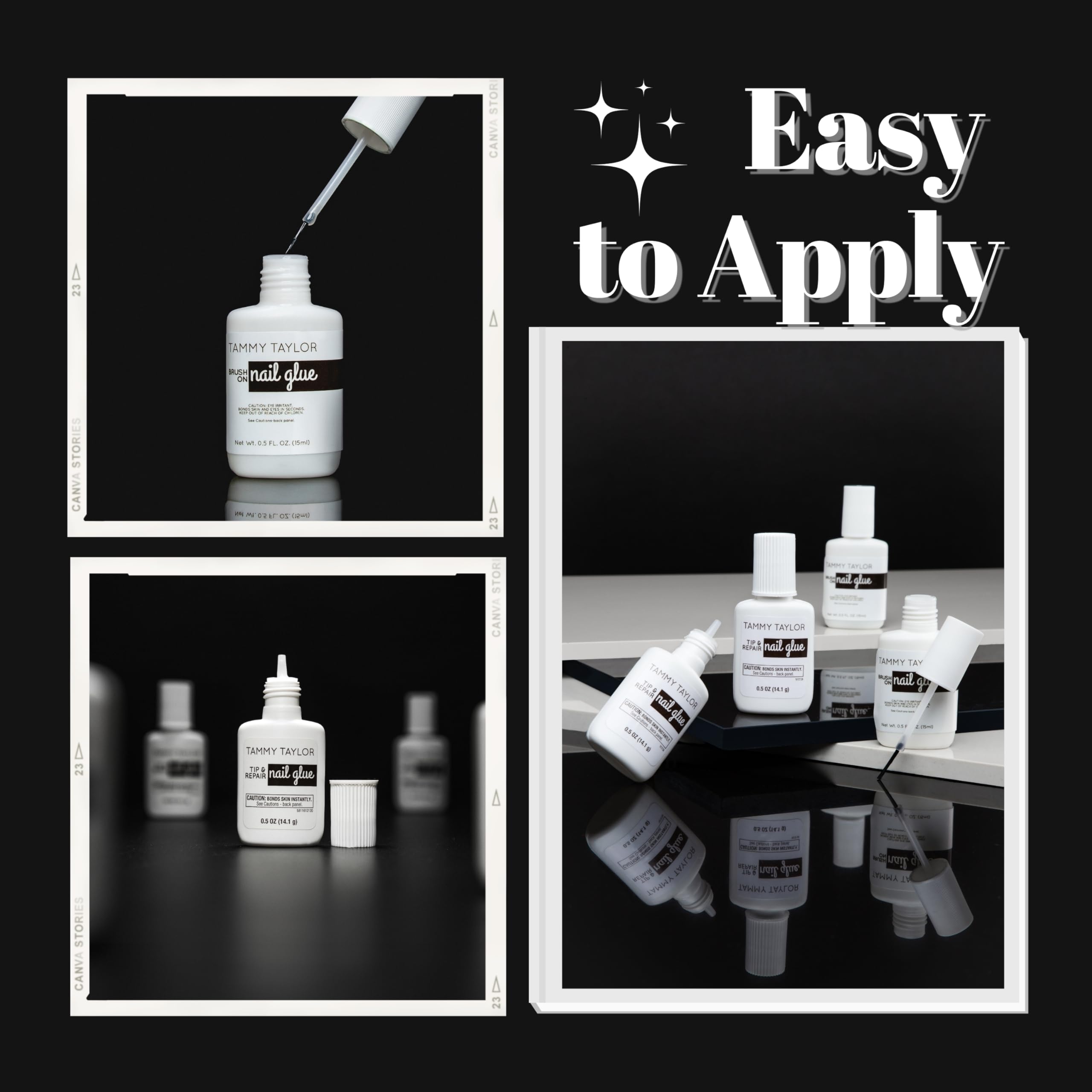 Tammy Taylor product staged with finished manicure showing durable finish