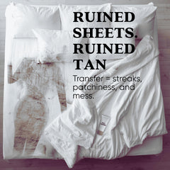 Tan Fan built-in pillow protector demonstrating face and neckline stain defense