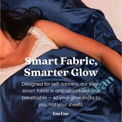 Tan Fan sleep sac in bed lifestyle image illustrating easy overnight tanning