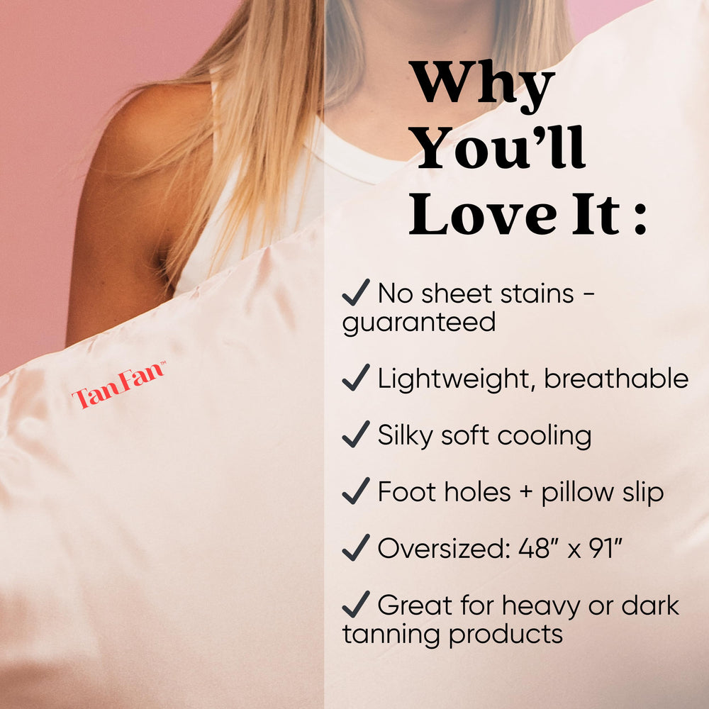 Tan Fan sleep sack laid on bed to show oversized dimensions and fit