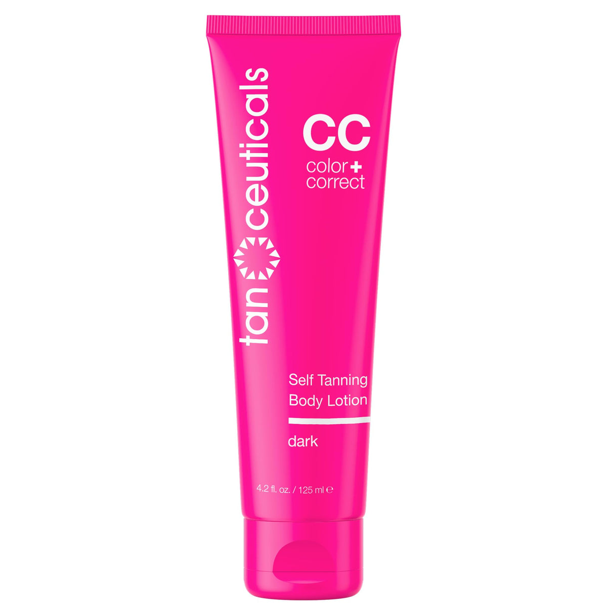 Tanceuticals bottle front view showing product branding and dark shade benefit
