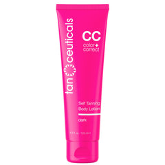 Tanceuticals bottle front view showing product branding and dark shade benefit