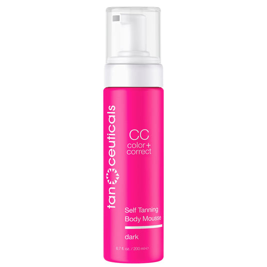 Tanceuticals dark mousse front packaging showing size and branding for confident purchase