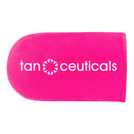 Tanceuticals mitt front view showing shape and coverage benefit
