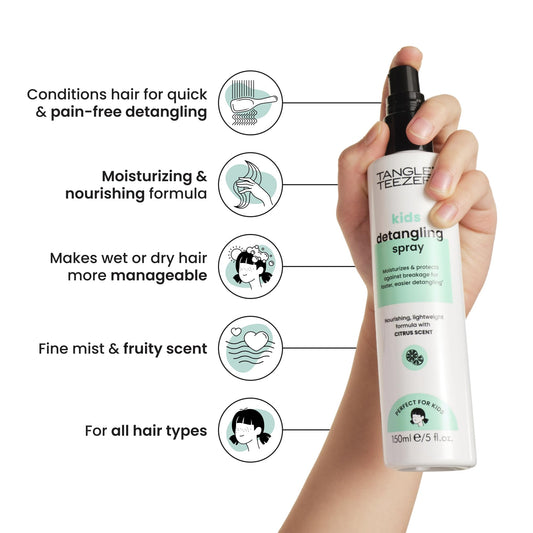 TANGLE TEEZER spray nozzle close-up illustrating easy mist application