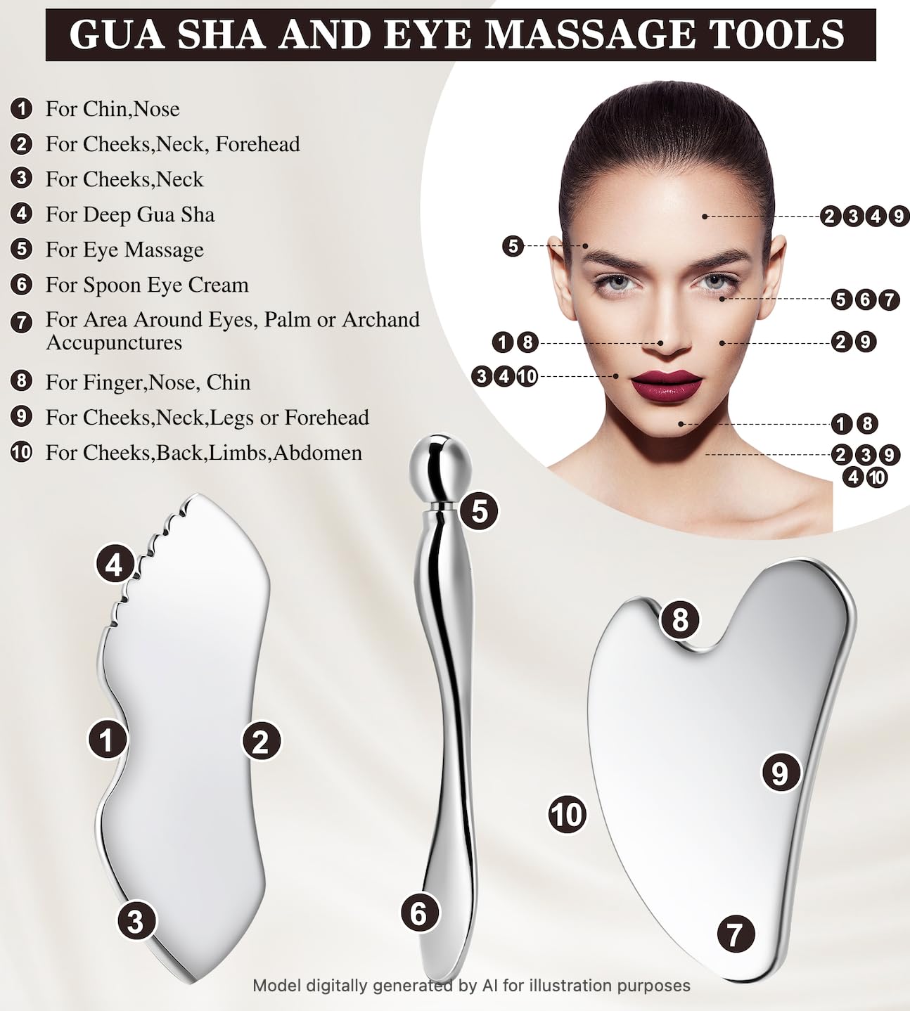 TANGZHIFEYUE close-up of gua sha edge revealing smooth metal finish for gentle glide