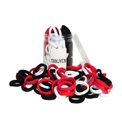 TANJYCN front packaging showing 100 hair ties and box for easy storage