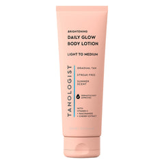 Tanologist front tube showing product name and light/medium shade benefit