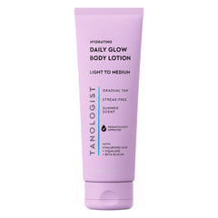 Tanologist front tube showing fair/medium shade and travel-ready packaging benefit