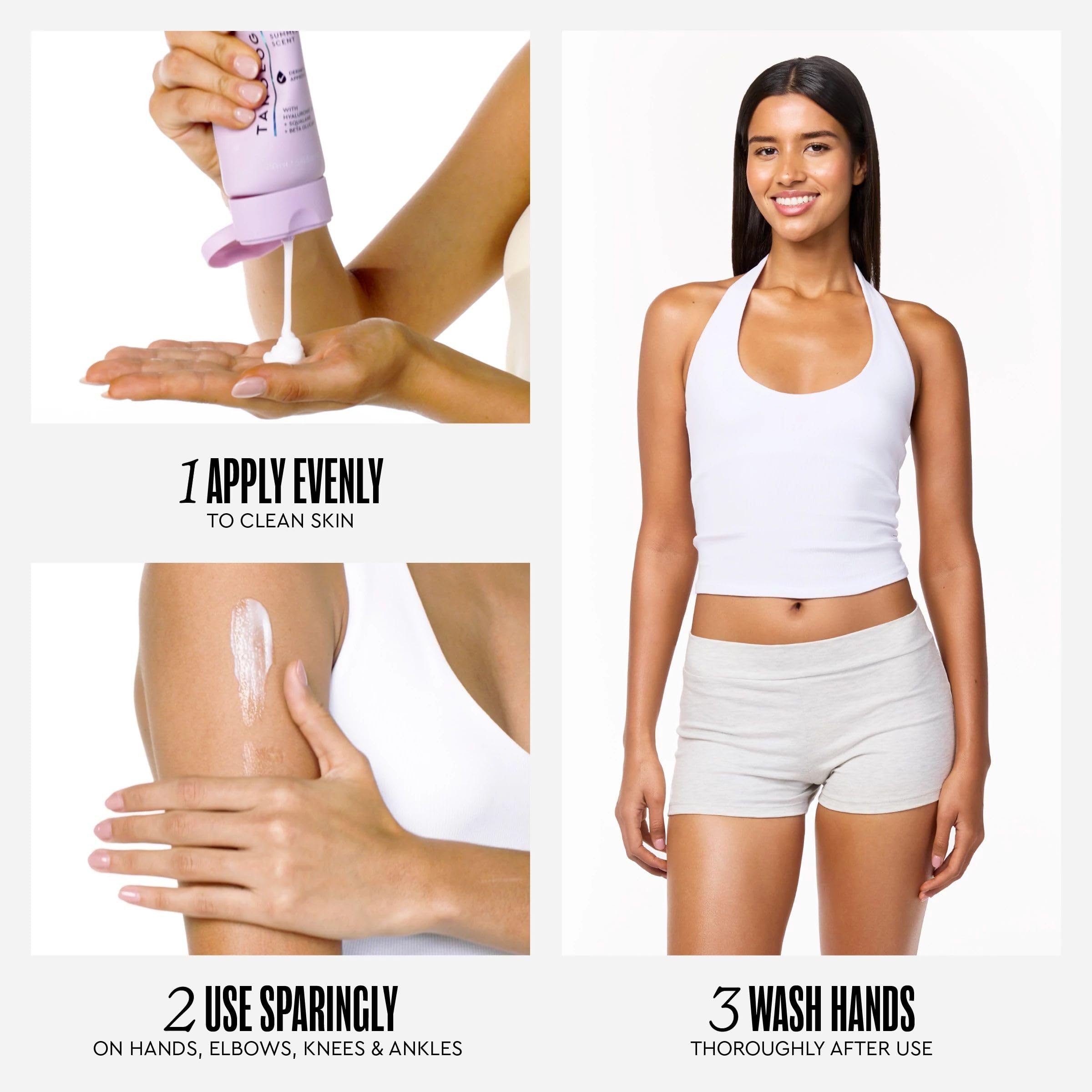 Tanologist packaging label detail showing vegan and dermatologist-tested benefit