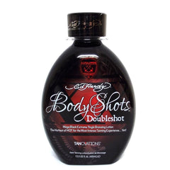 Tanovations Ed Hardy front label showing bold design and quick bronzing benefit