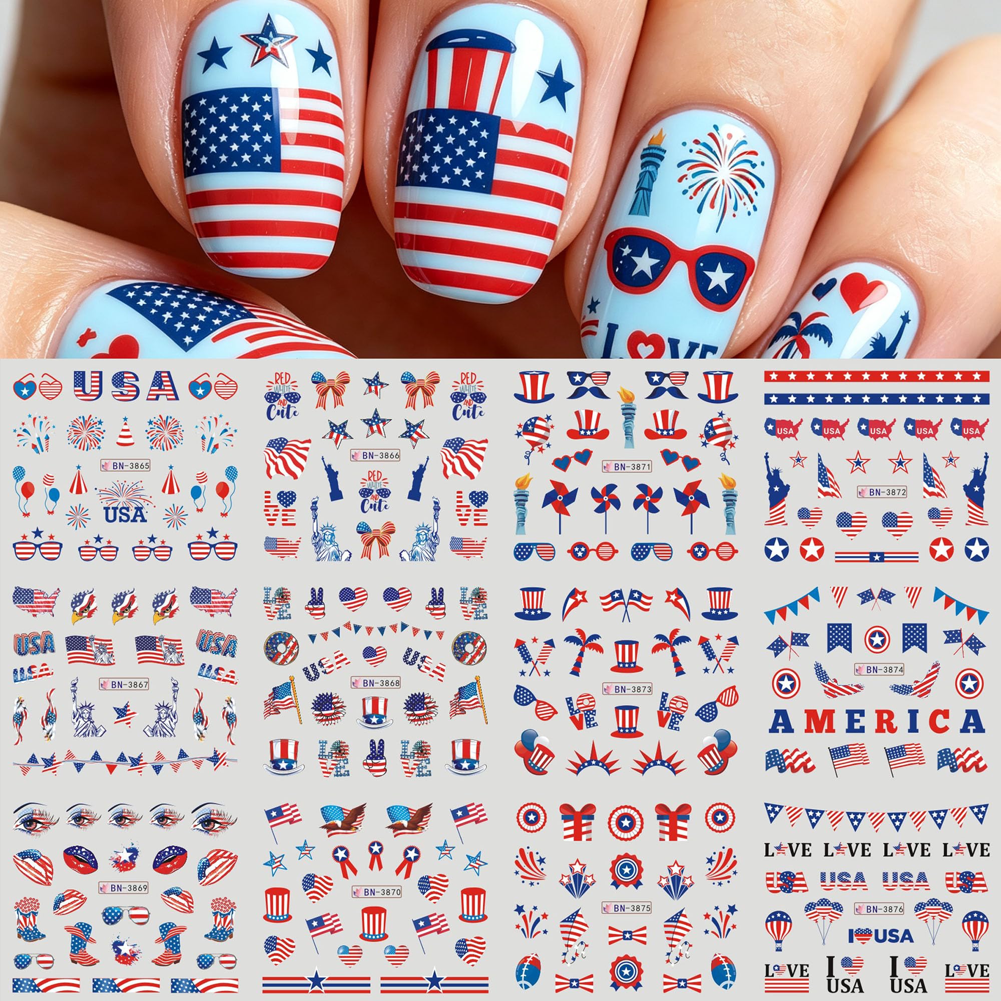 TANYOOTO close-up of fireworks and stars graphics highlighting crisp detail for salon-style nails