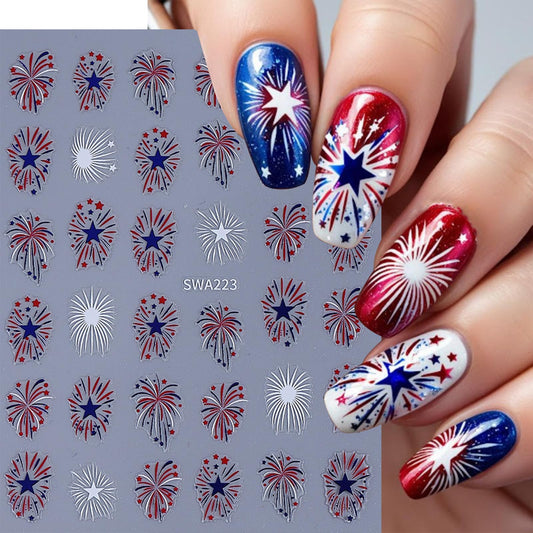 TANYOOTO close-up of fireworks and flag decals showing crisp print and vibrant colors for detail