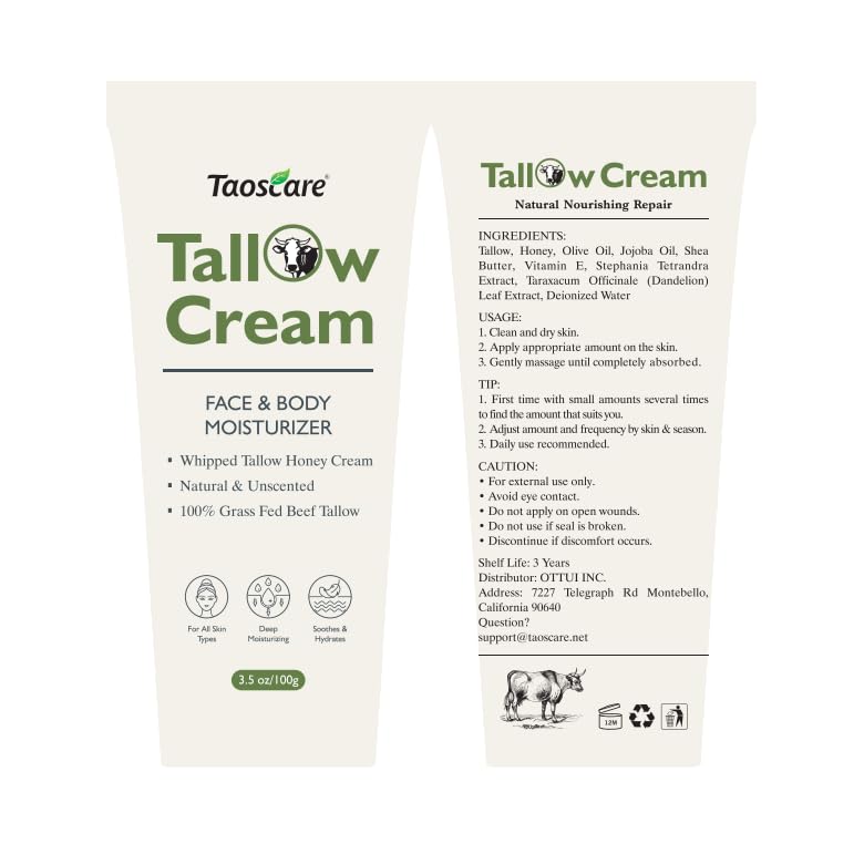 Taoscare honey and beef tallow ingredients conveying natural nourishment