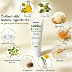 Taoscare label ingredients list highlighting grass-fed tallow and honey