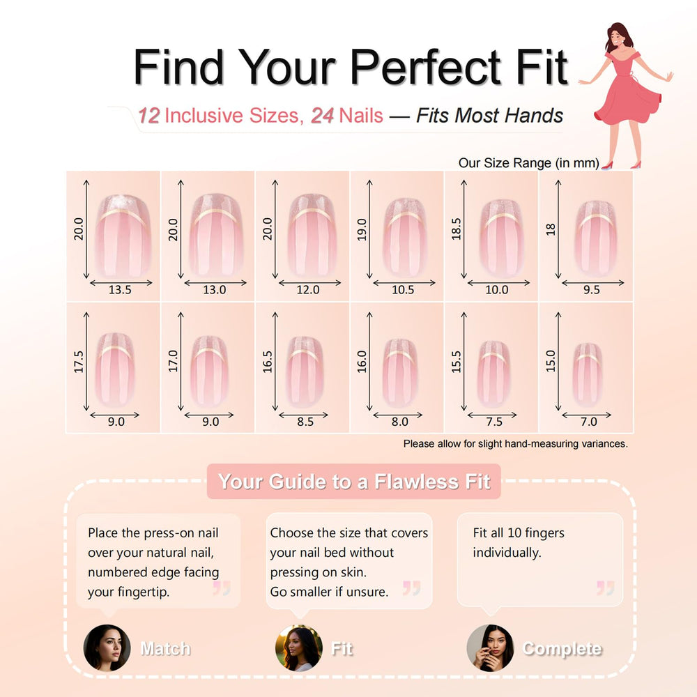 Taoyisent application kit and sizes arranged for easy selection and custom fit