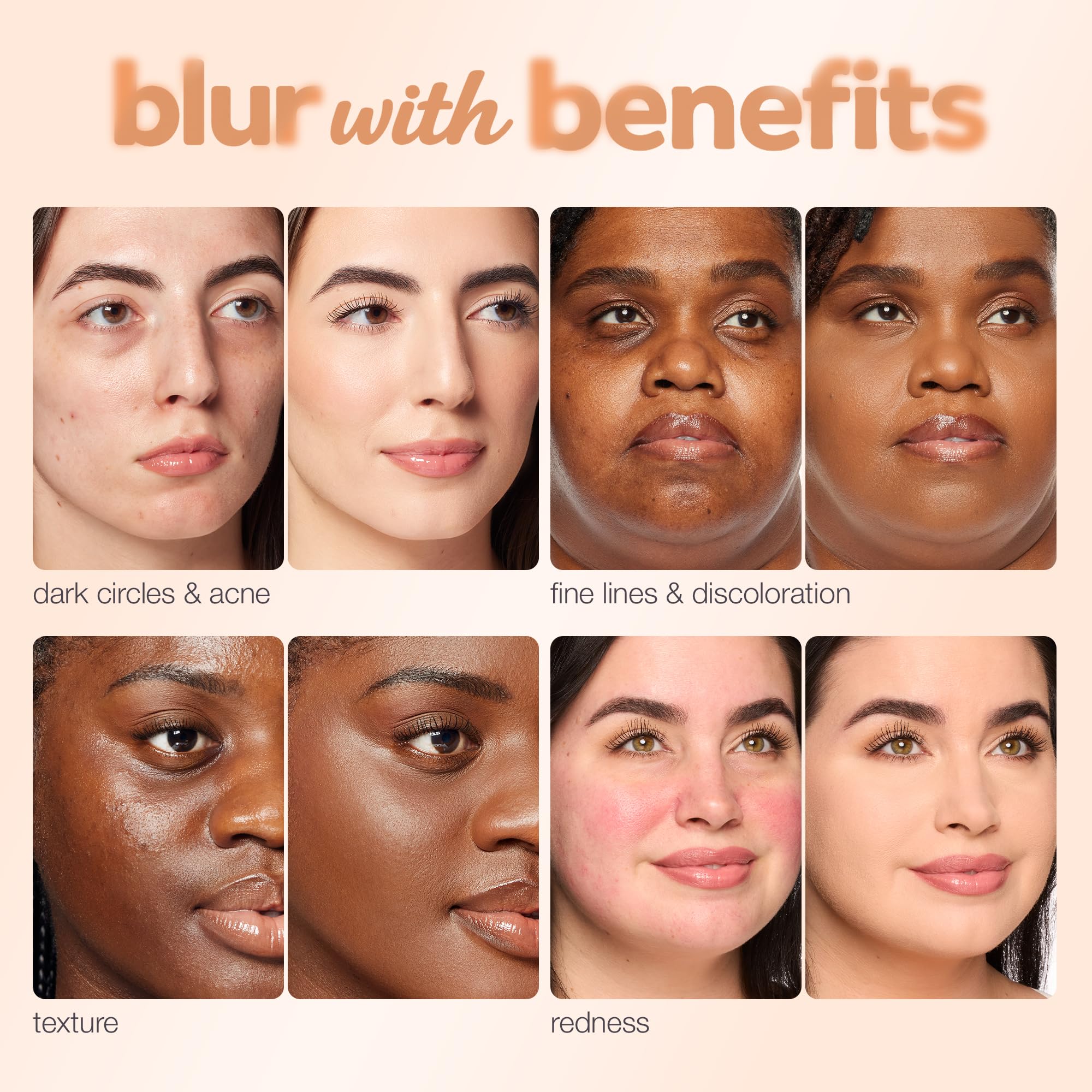 tarte coverage before and after on cheek, showing pore blurring and smoother complexion