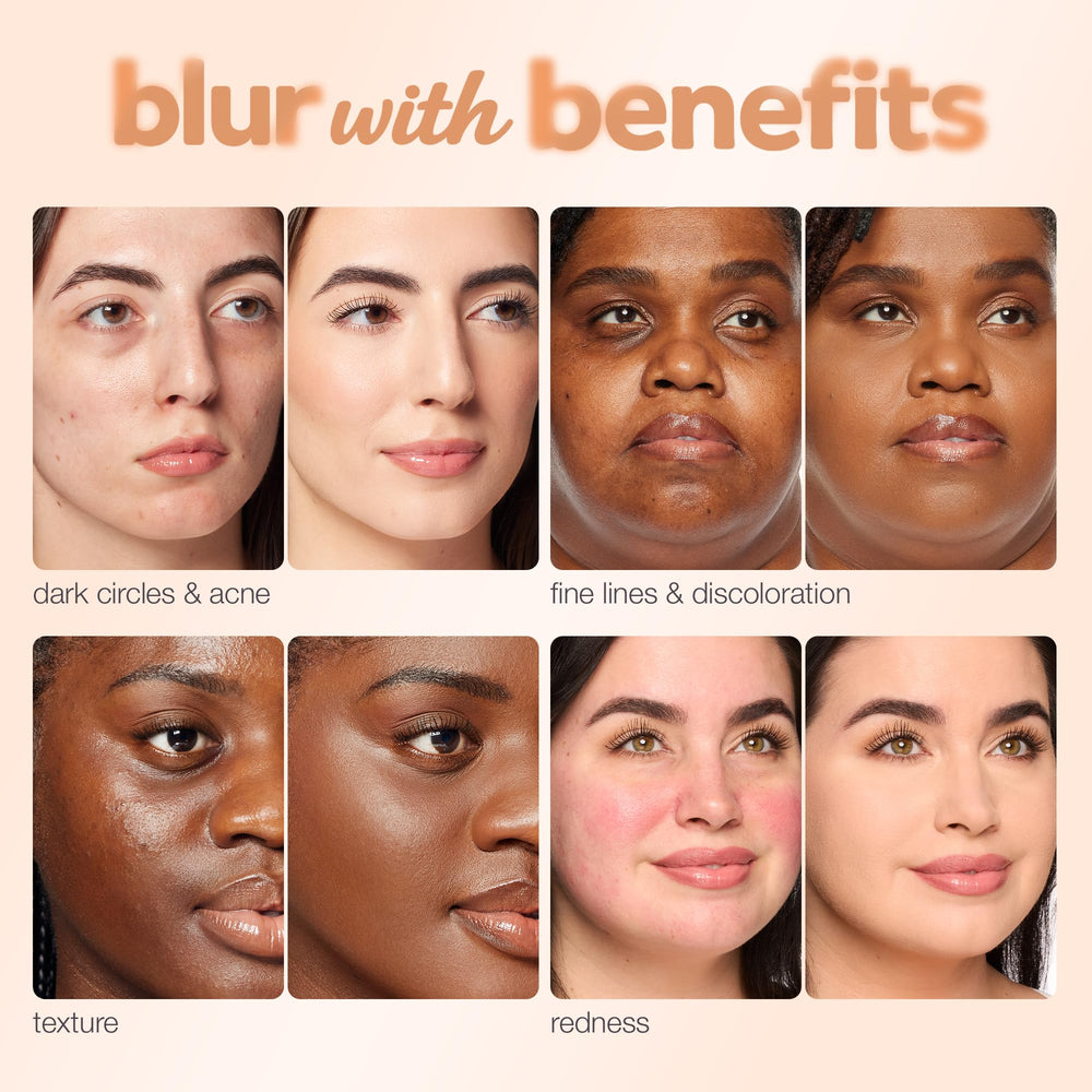 tarte before and after forehead demonstrating pore-blurring benefit
