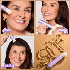tarte creaseless application on face illustrating quick SPF touch-up benefit