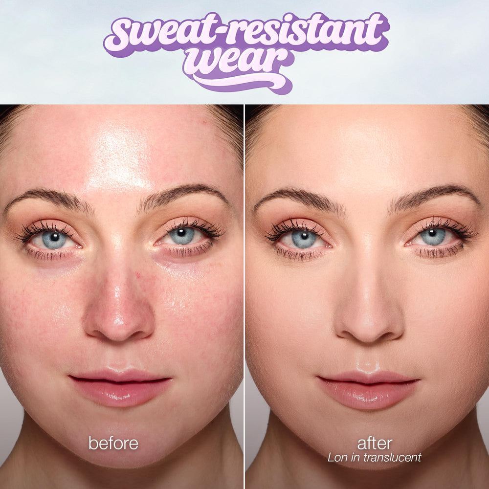 tarte creaseless hairline touchup showing non-greasy protection for hairline