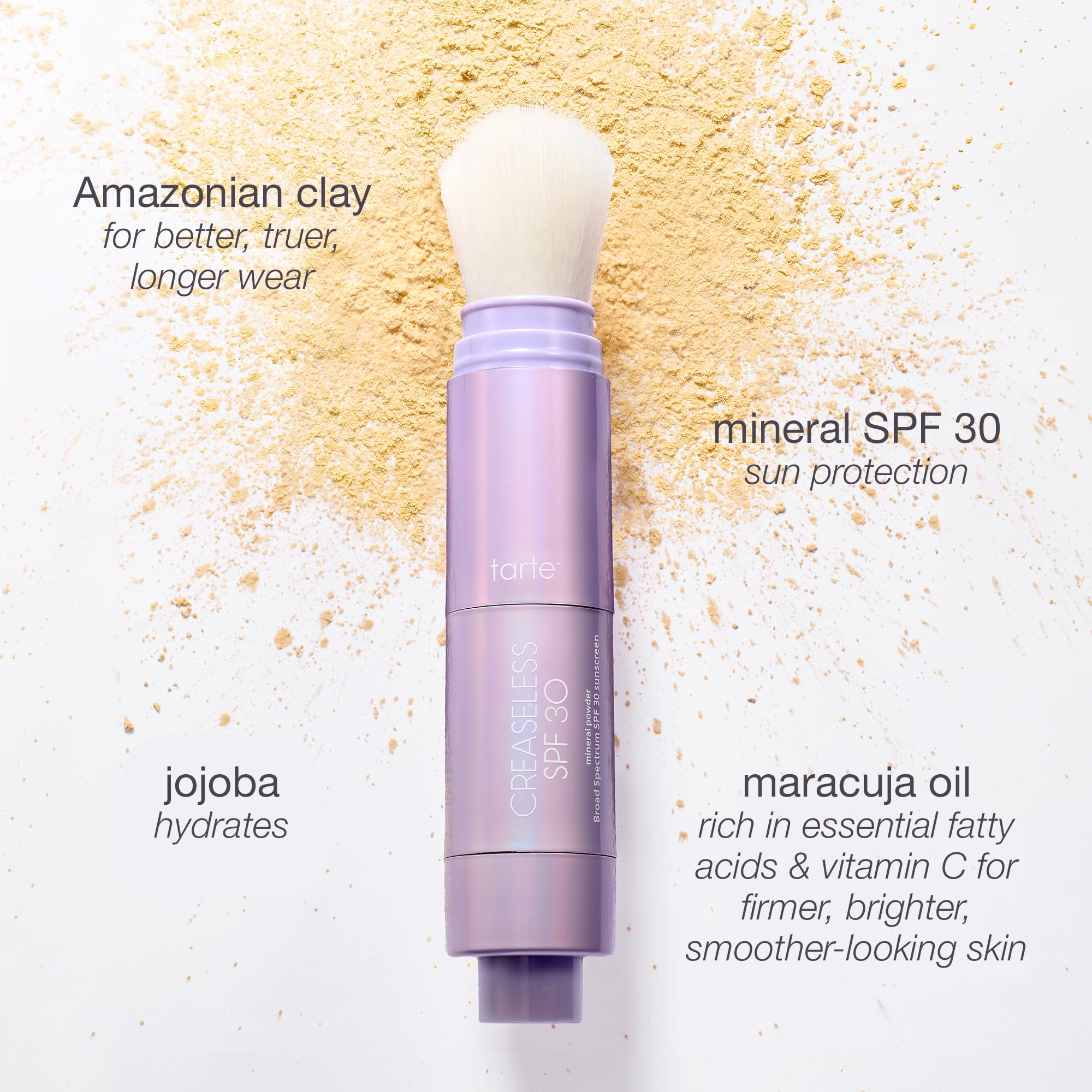 tarte creaseless label and ingredients view showing vegan and dermatologist tested info