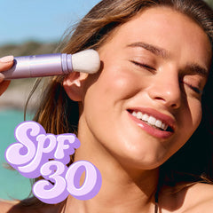 tarte creaseless open brush and stick demonstrating easy on-the-go application