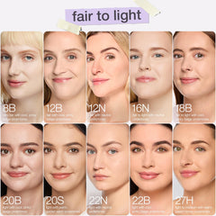 tarte foundation next to compact showing product size and scale