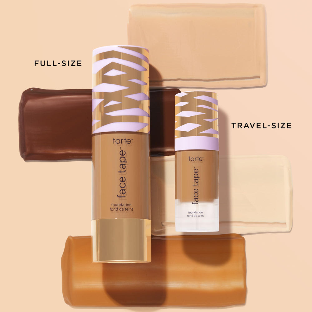 tarte Face Tape bottle next to a coin showing true product size benefit