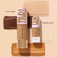 tarte Face Tape bottle next to a coin showing true product size benefit