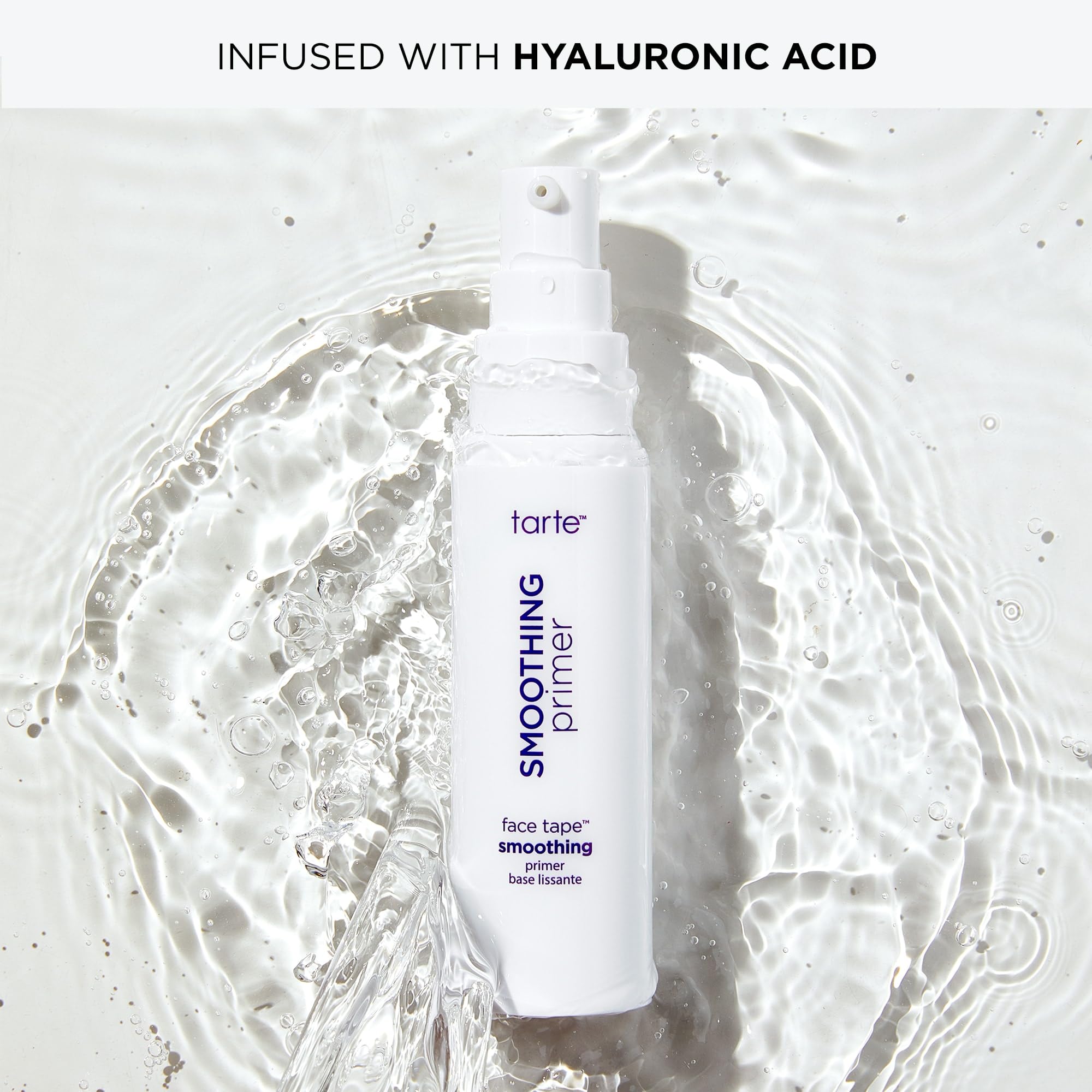 tarte Face Tape product label and ingredient list close-up emphasizing hyaluronic and snow mushroom