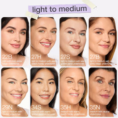 tarte full-face before and after comparison showing coverage benefit and natural finish
