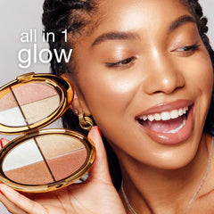 tarte applying highlight to cheek demonstrating instant radiance