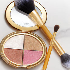 tarte palette in travel bag for on-the-go glow convenience