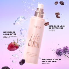 tarte life lock application on face misting over foundation for locked makeup finish